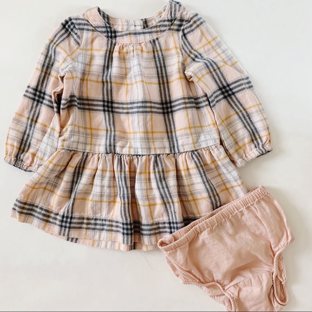 Gap Baby Girl Blush Flannel Dress with Bloomers